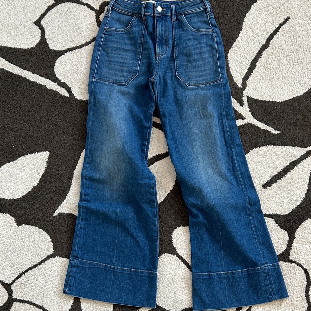 Anthropologie Pilcro Rylan Relaxed High Rise Flare Eskolaite Wash size 27 NWOT